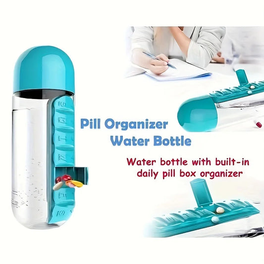 Gourde Pilulier 2 En 1 600 ml Avec Organiseur 7 Jours
