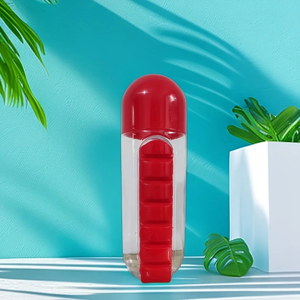 Gourde Pilulier 2 En 1 600 ml Avec Organiseur 7 Jours