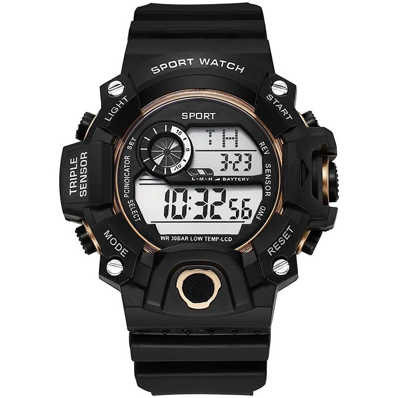 C-Noir-or Couleur Montre Sport Homme Digitale Militaire Étanche Avec Alarme