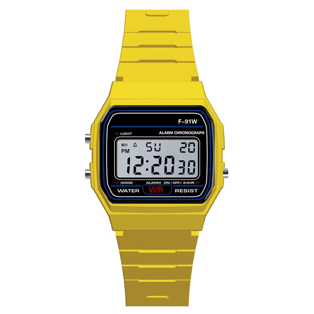 Jaune Couleur Montre Sport Digitale Étanche Homme Enfant Avec Alarme