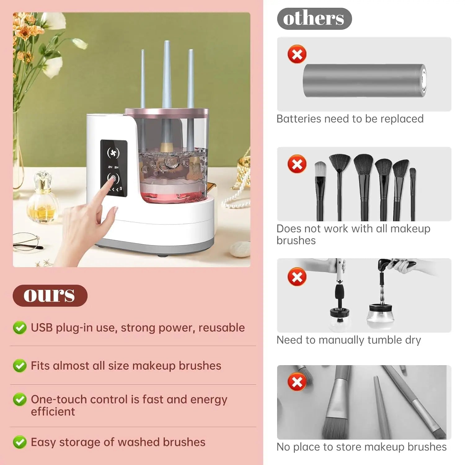 Nettoyeur Électrique Pinceaux Maquillage Séchage Rapide