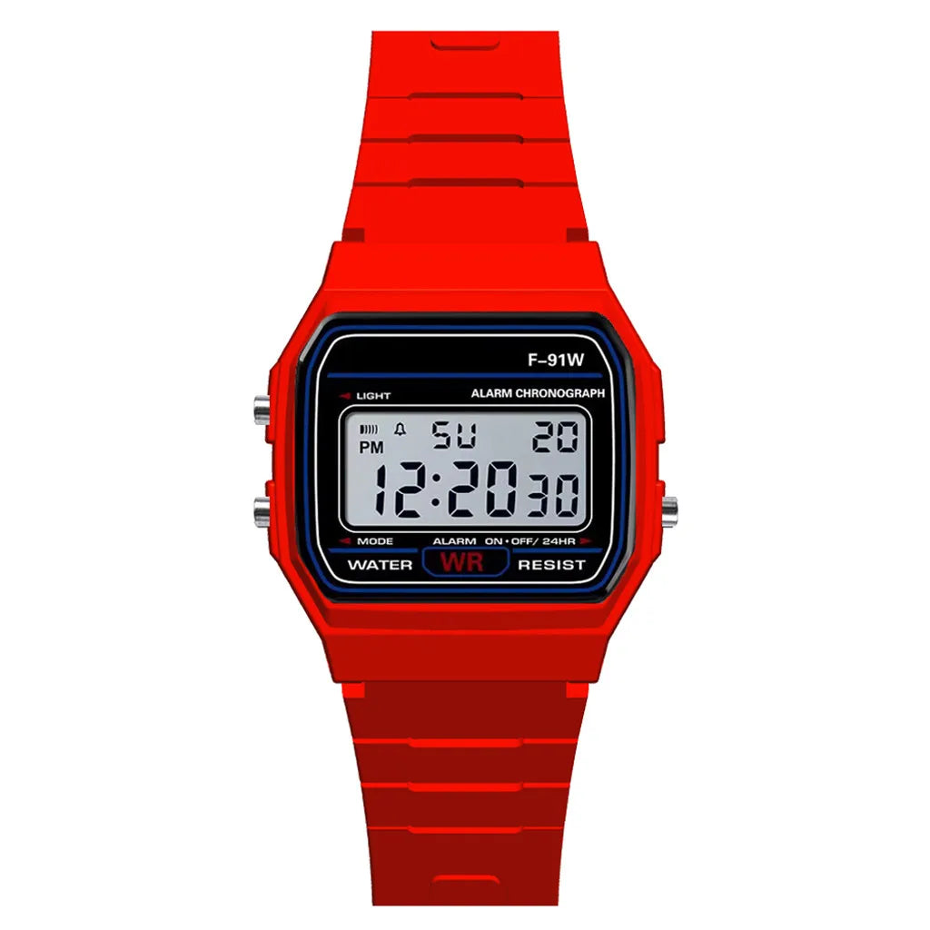 Rouge Couleur Montre Sport Digitale Étanche Homme Enfant Avec Alarme