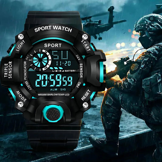 Montre Sport Homme Digitale Militaire Étanche Avec Alarme