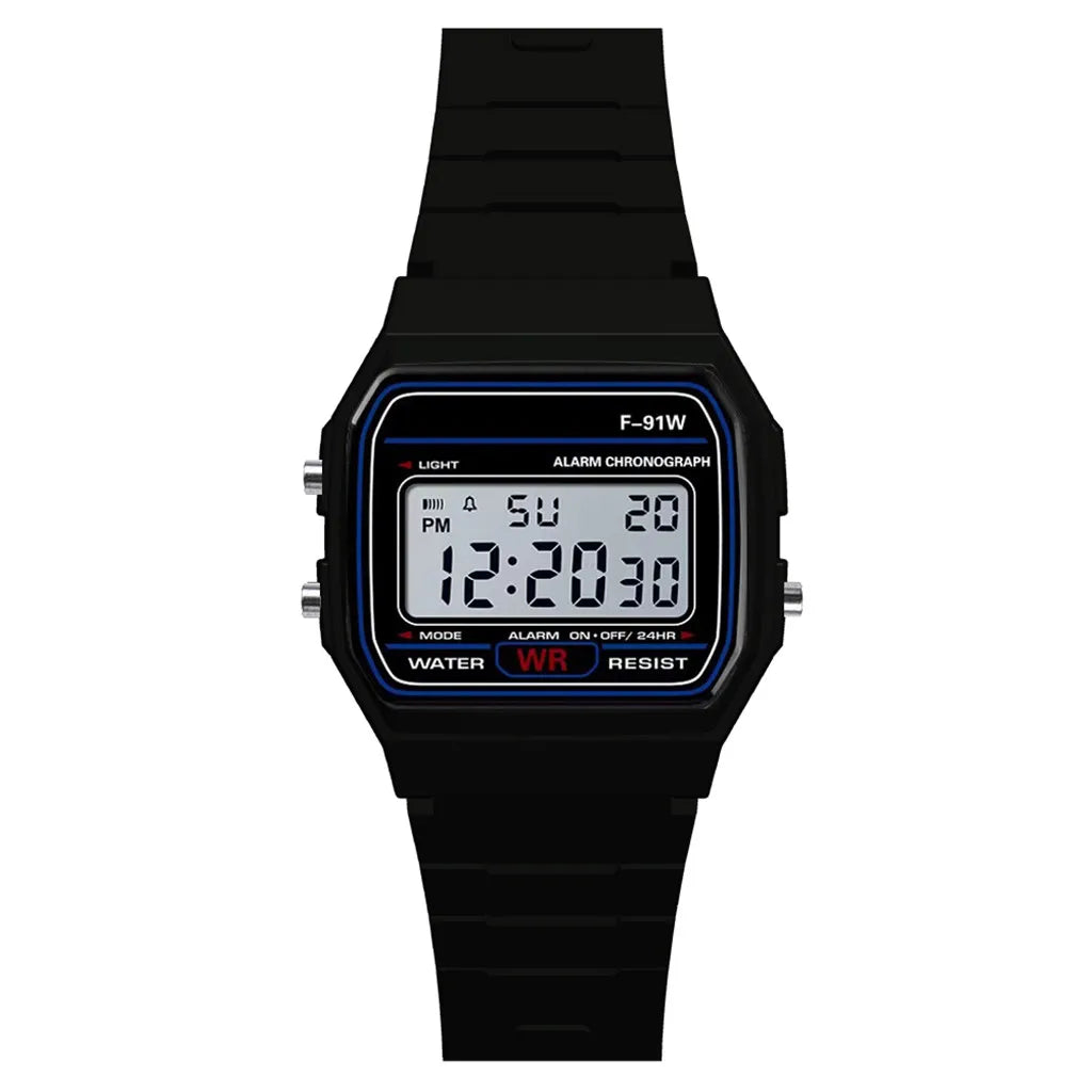 Noir Couleur Montre Sport Digitale Étanche Homme Enfant Avec Alarme