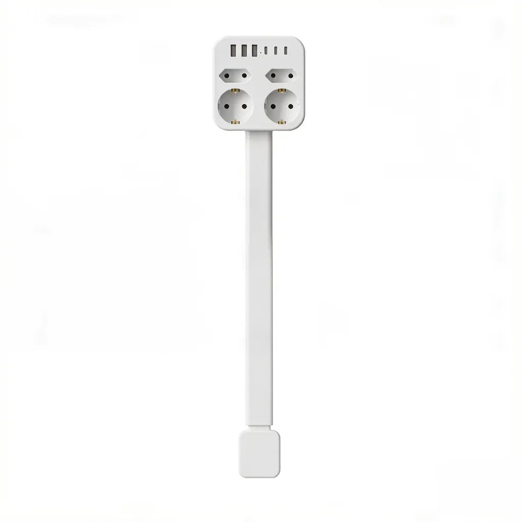 Carré UE Couleur Rallonge Prise Murale Rotative Avec Ports USB-A et USB-C