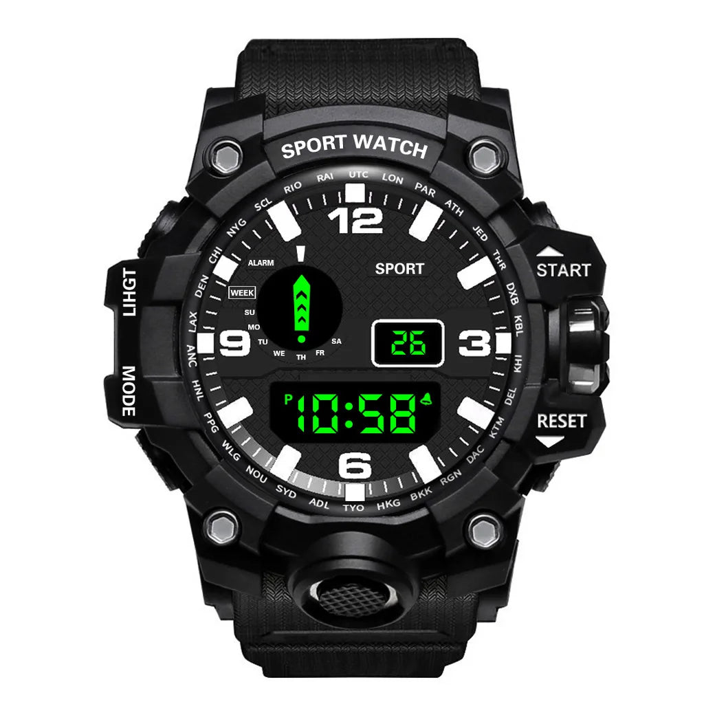 A-Noir Couleur Montre Sport Homme Digitale Militaire Étanche Avec Alarme
