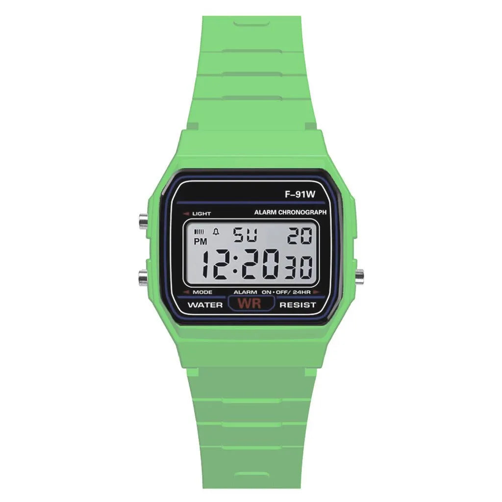 Vert Couleur Montre Sport Digitale Étanche Homme Enfant Avec Alarme
