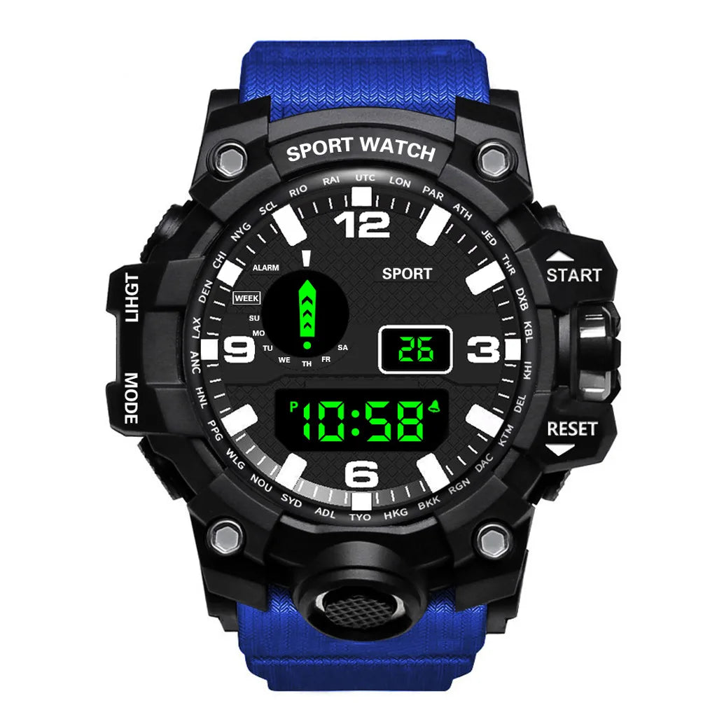 A-Bleu Couleur Montre Sport Homme Digitale Militaire Étanche Avec Alarme