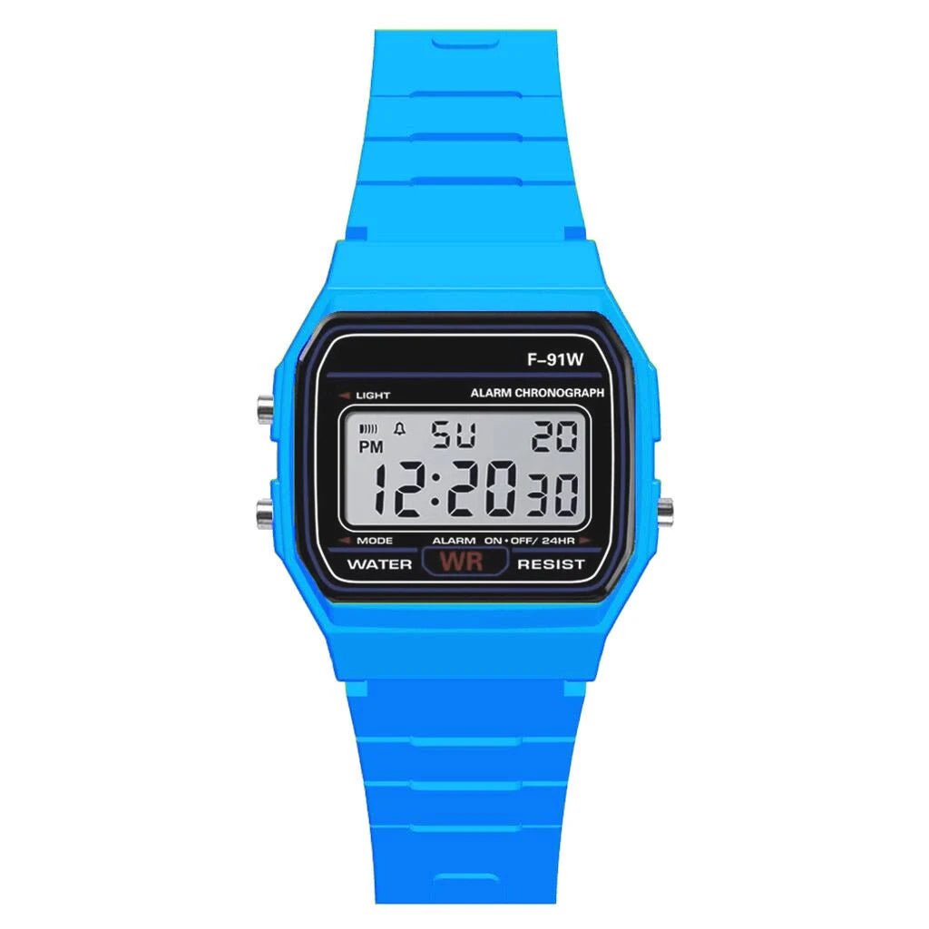 Bleu ciel Couleur Montre Sport Digitale Étanche Homme Enfant Avec Alarme